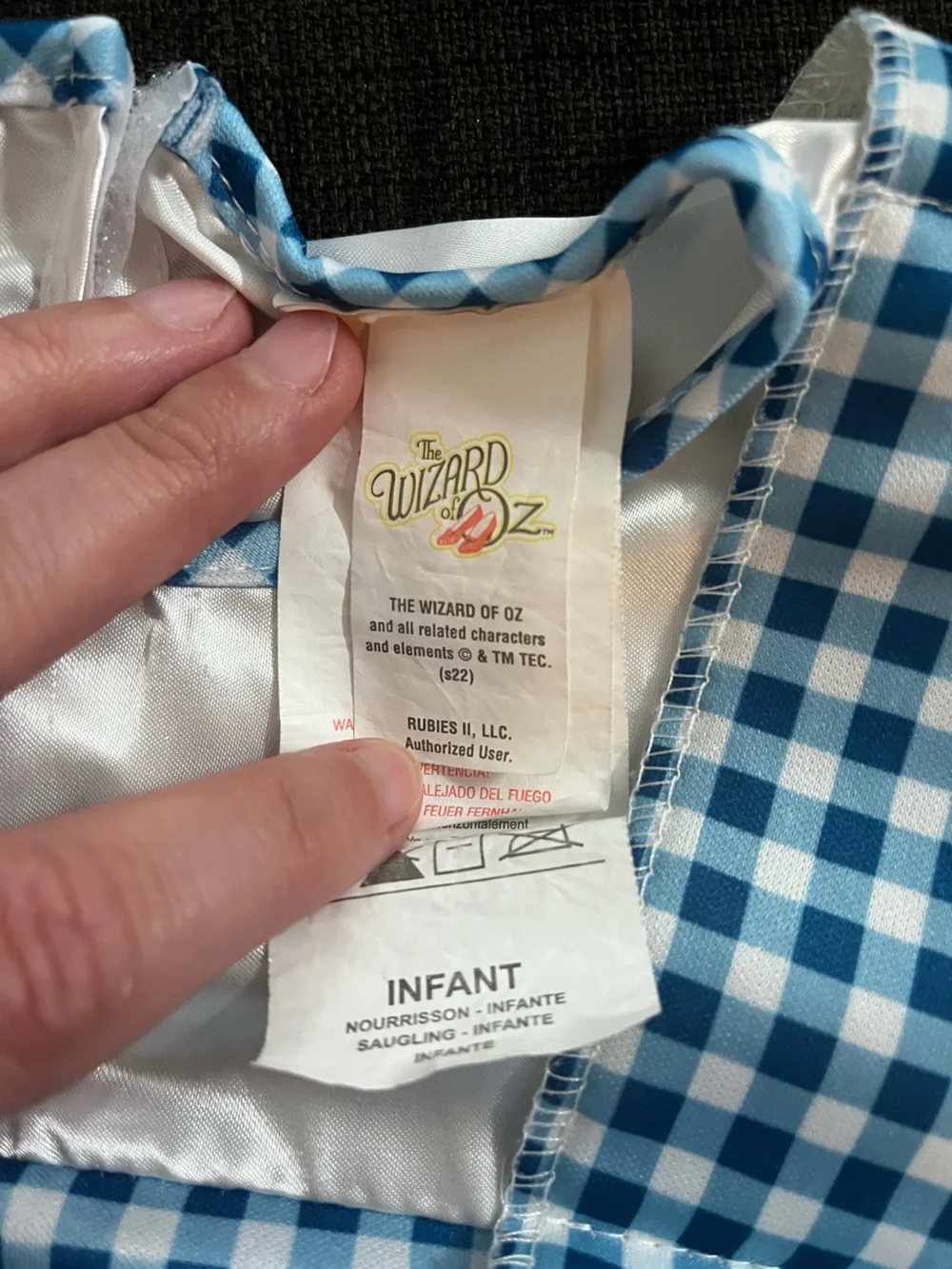 The Wizard of Oz Rubie’s Dorothy Costume Dress Blue Gingham Infant 6-12 Months - Picture 3 of 14